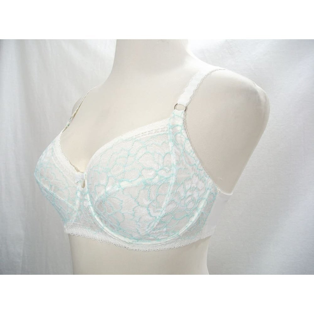 Amoena 43921 Adriana Lace Underwire Mastectomy Bra 34D Teal & Ivory NWT  New wit - Picture 3 of 4